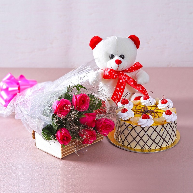 happy birthday teddy bear and flowers